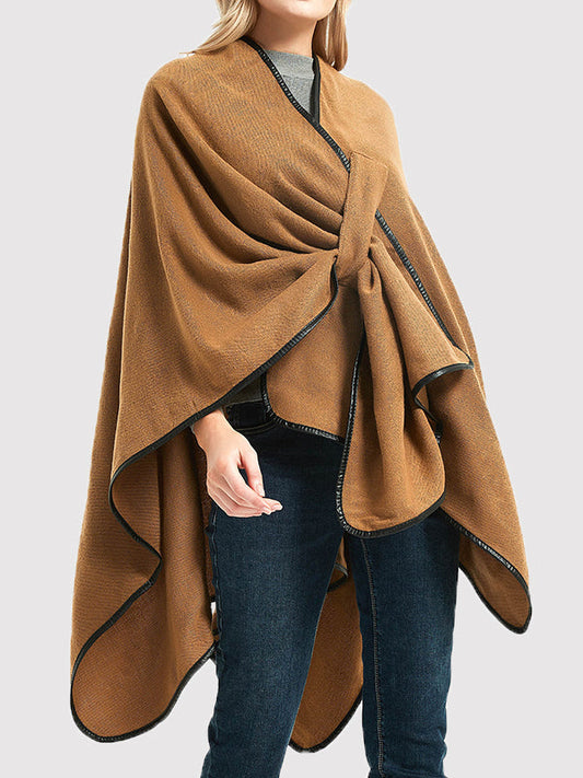 Loose Asymmetric Hollow Solid Color Collarless Shawl&Scarf