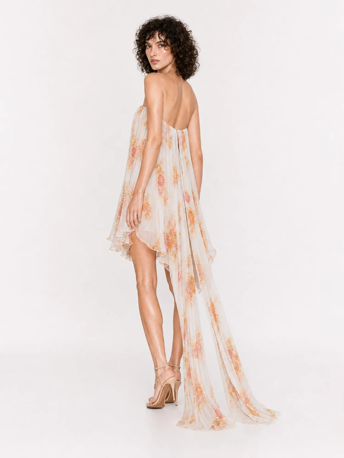 Isabella Floral Chiffon Strapless Mini Dress