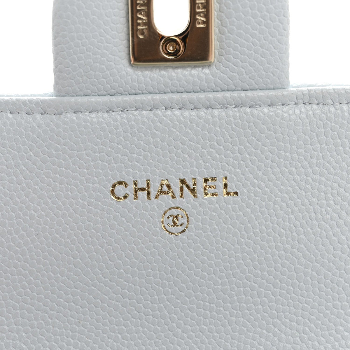 Caviar Quilted Mini Retro Twist Top Handle Flap Light Blue