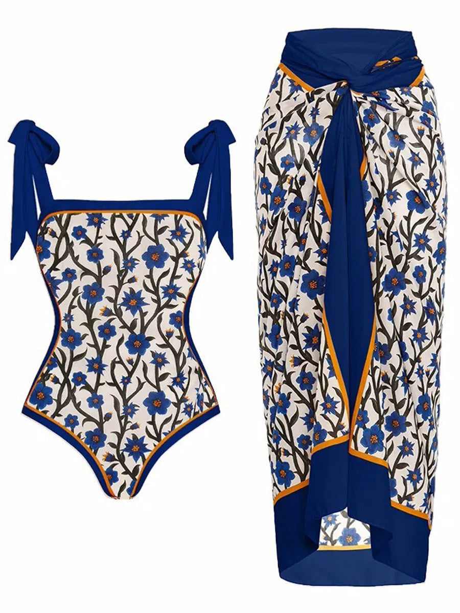 Natalie Chiffon Printed Swimsuit Set