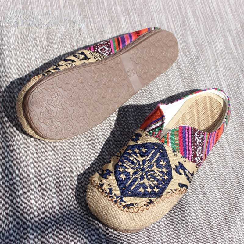 Lazy Shoes, Handmade Shoes, Cloth Shoes, Ethnic Style Beef Tendon Bottom Couple Style Linen Women'S Slippers