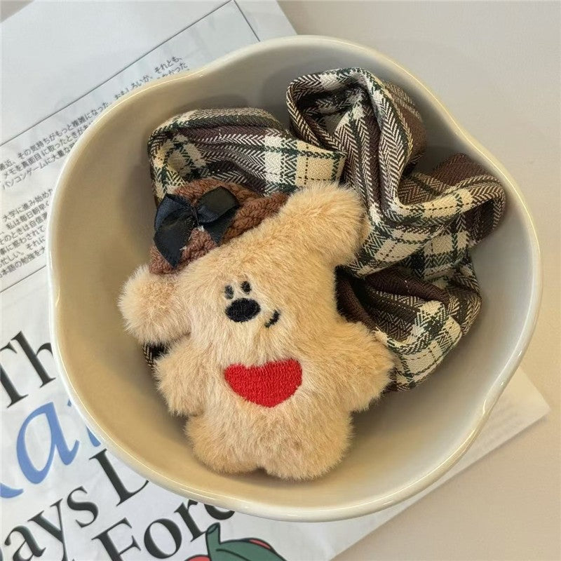 Plaid Bear Hair Tie