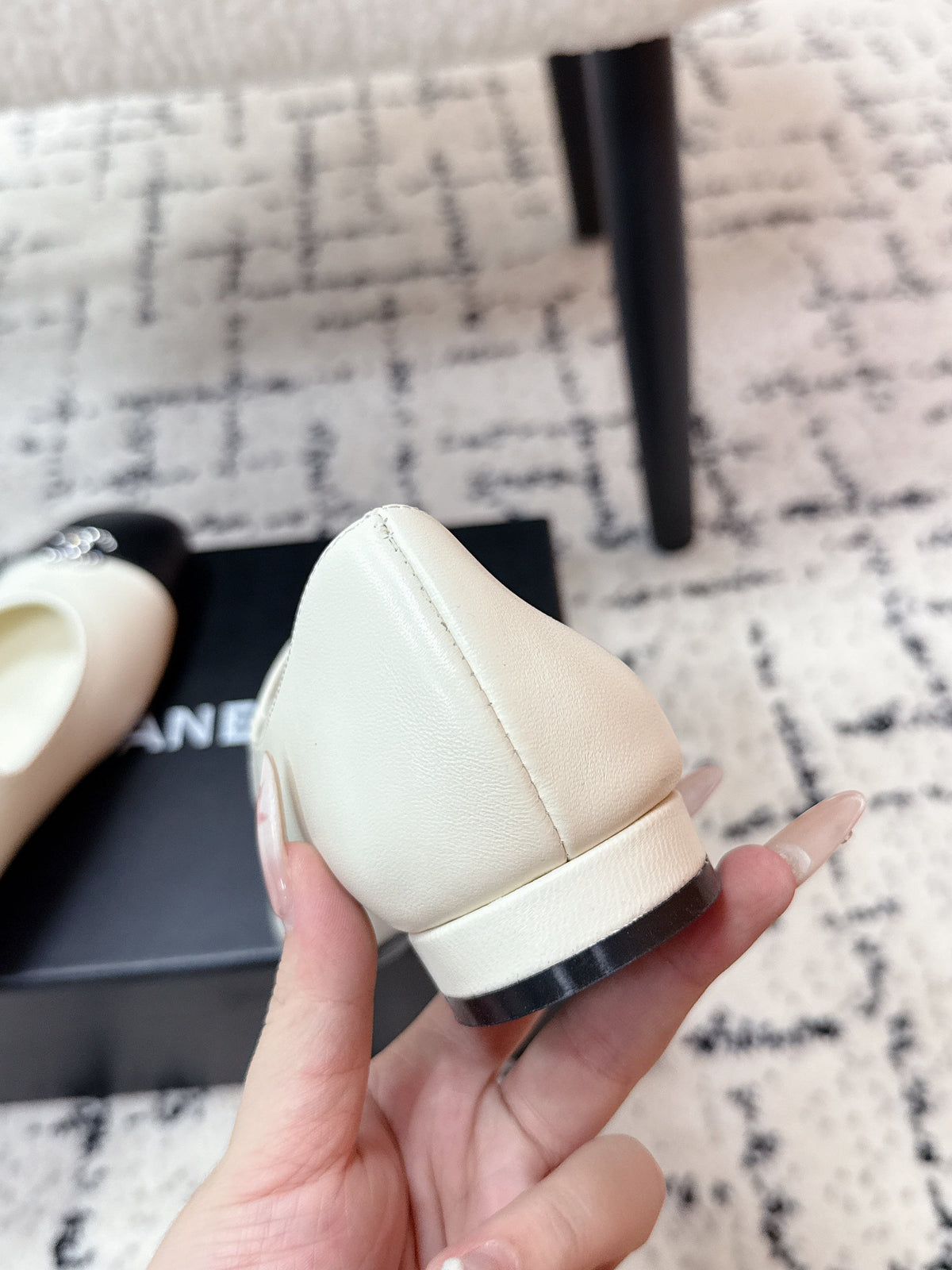 CC 25B MaryJane Shoes Black White Sheepskin