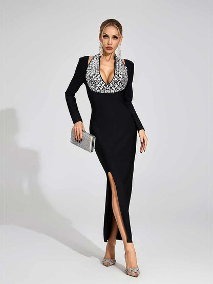 Aria Diamond Halter Maxi Dress