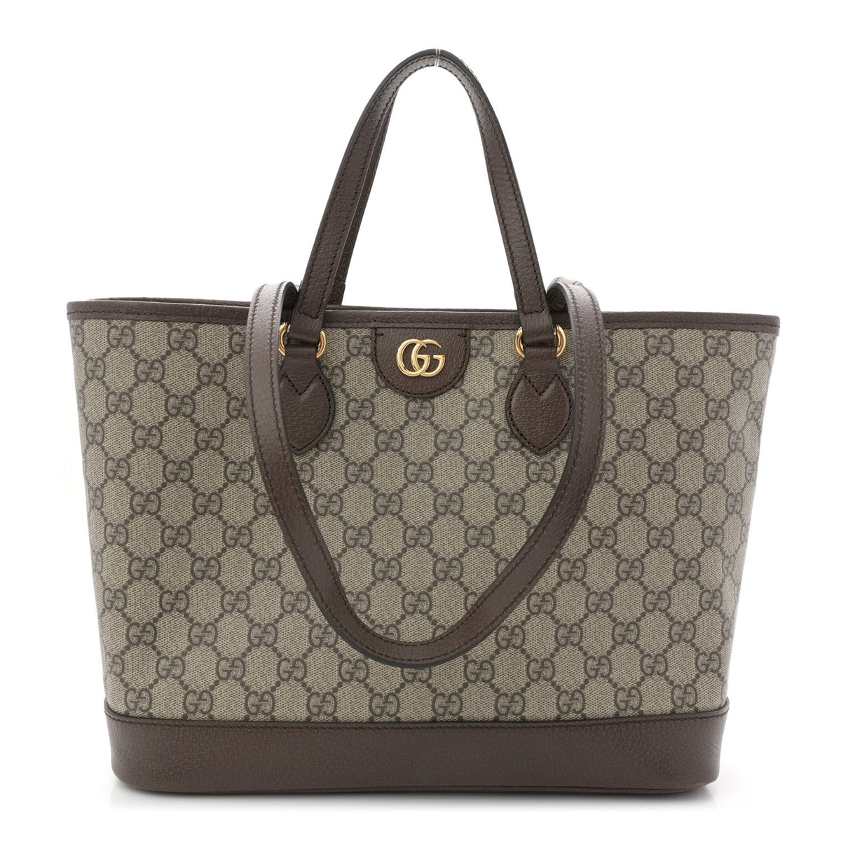 GG Supreme Monogram Textured Calfskin Small Ophidia Shoulder Tote Bag Beige Ebony New Acero