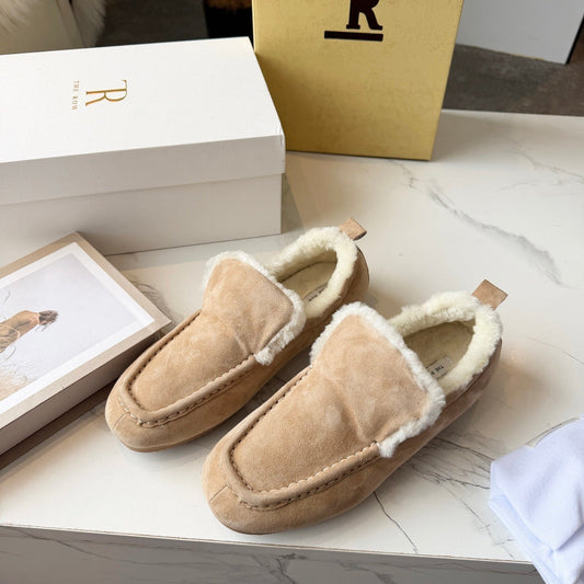 The Row 2025 Autumn/Winter New Slip-on Wool Loafers Beige 576844