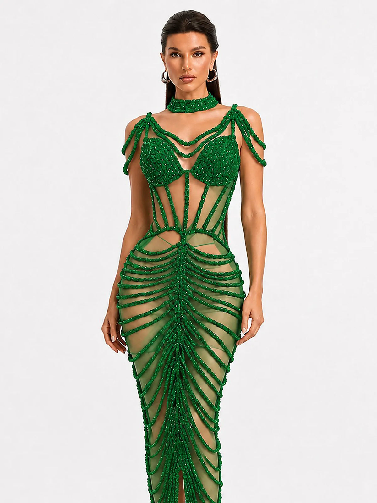 Olivia Rhinestone Cut-Out Maxi Dress