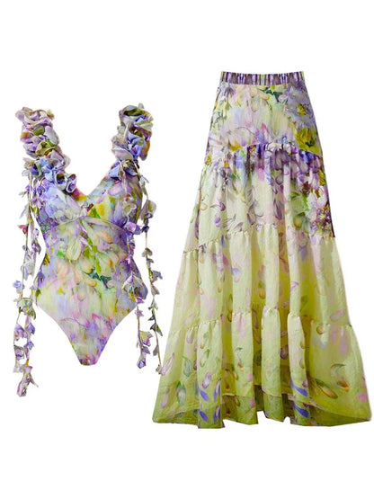 Talia Floral Tie-Up Swimsuit Set
