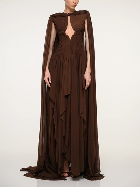 Colette Cut-out Maxi Dress with Cape-Style Drape