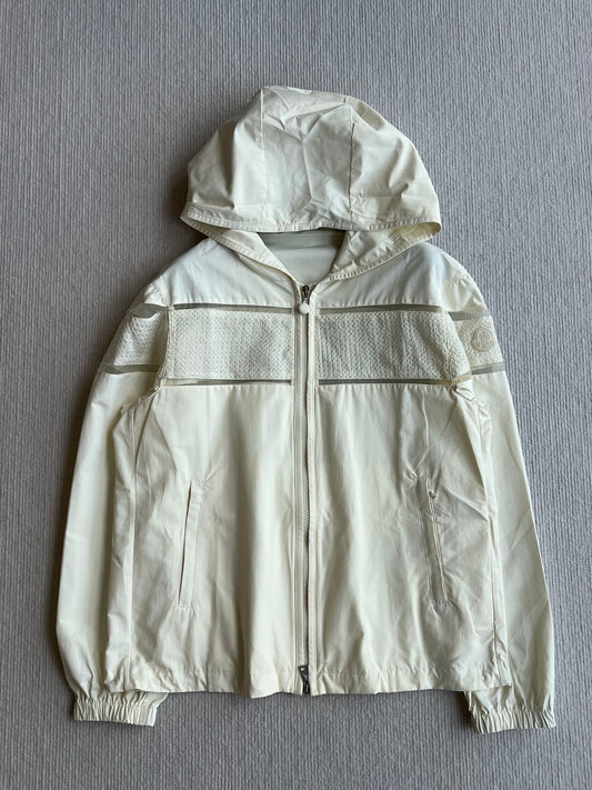 Moncle 25SS Clisson Lace Hollow Hooded Windbreaker Jacket Cream Polyester 242763