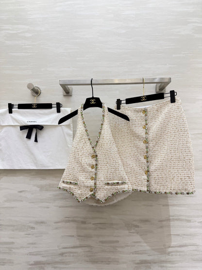 CC 26s Midi Skirt White Gold Tweed