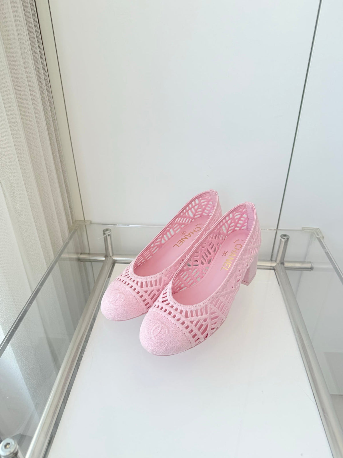Chanel 26 Ladies 50 Ballet Flats Pink in Fabric 597341