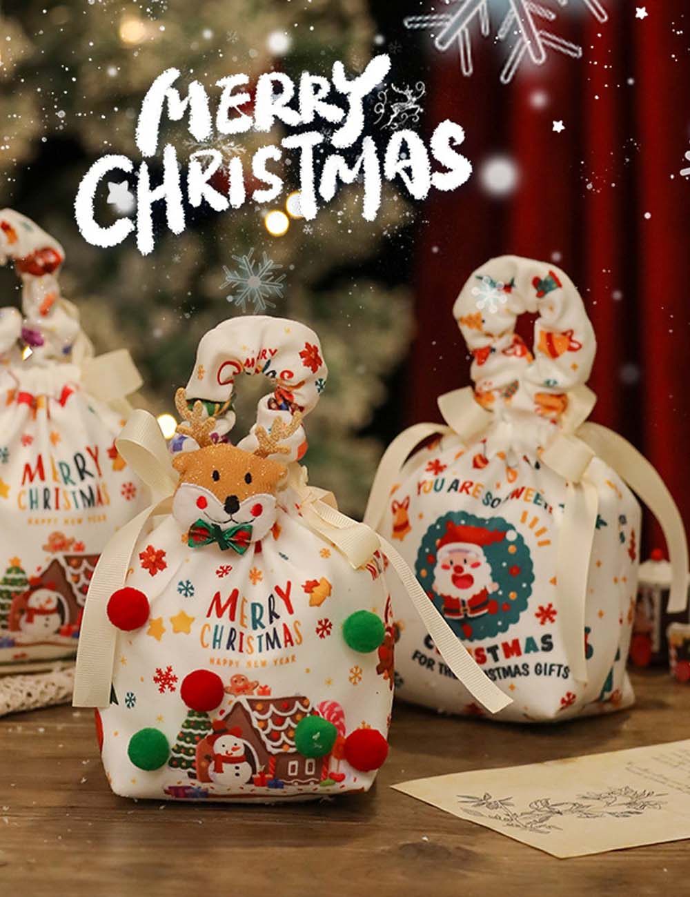 Christmas Santa Claus Cute Doll Gift Bag
