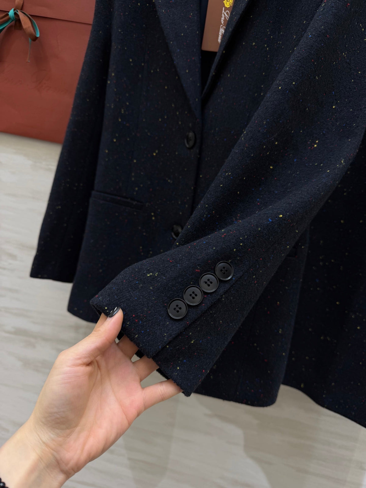 LP Blend Suit Set Dark Blue Spotted Wool 346557