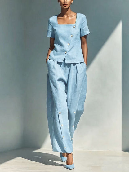 Tailored Linen Two-Piece Set
