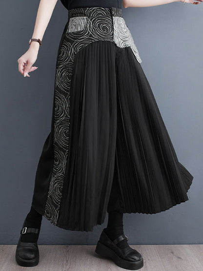 High Waisted Wide Leg Pleated Split-Joint Casual Pants Bottoms
