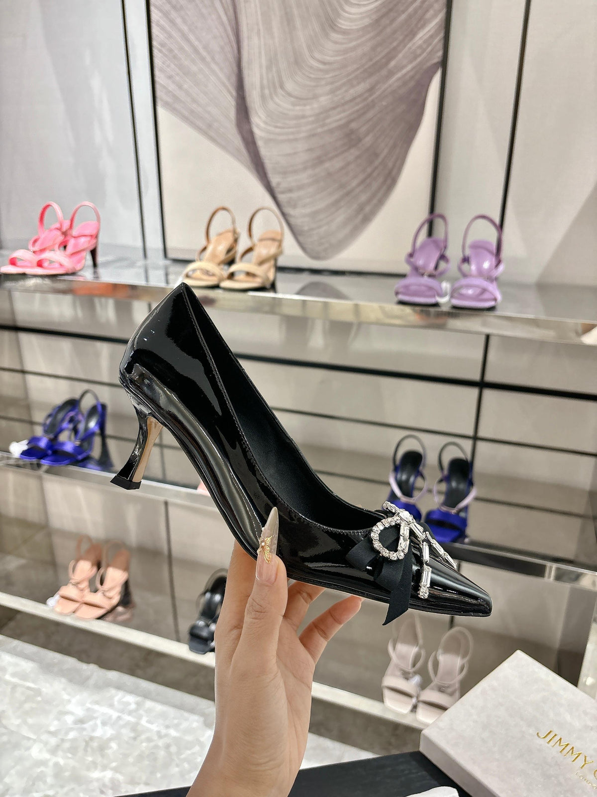 Jimmy Choo Auria Pumps 70 Black Patent Leather 597652