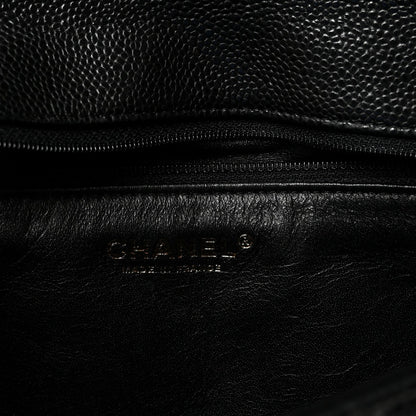 Caviar Quilted Flap Clutch Black