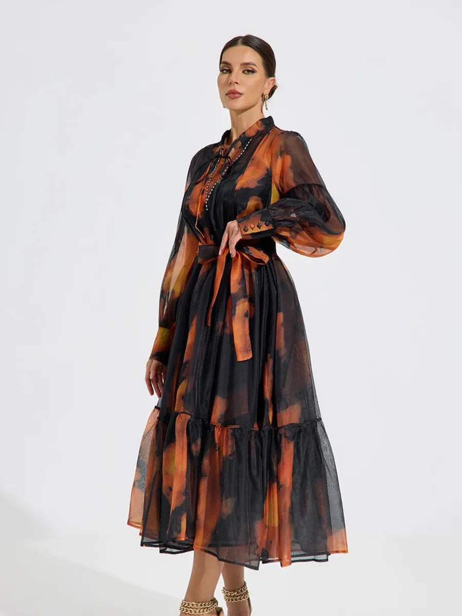 Greta Ember Glow Chiffon Maxi Dress