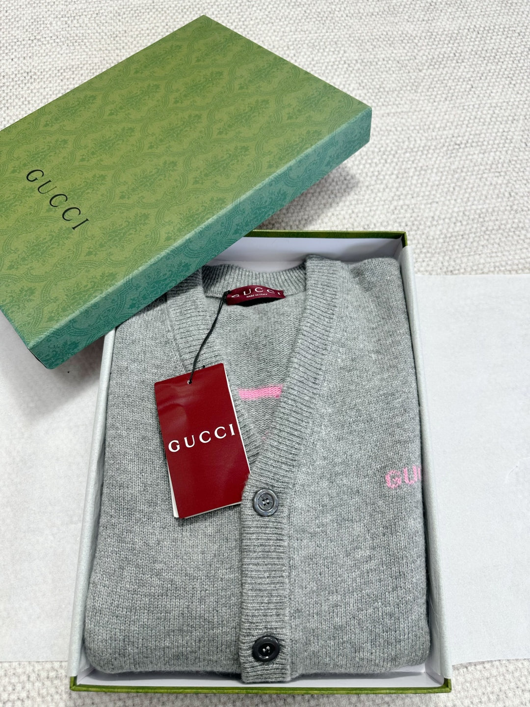 Gucci 2025 Cardigan With Intarsia Gray Wool Cashmere