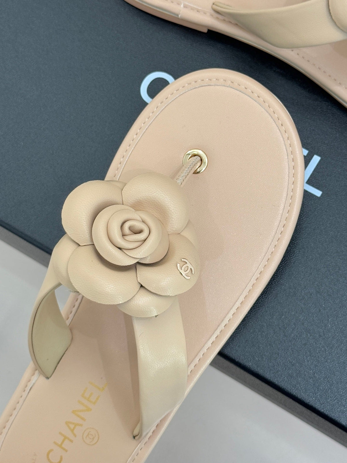 CC 26C Early Spring Camellia Slide Beige Calfskin
