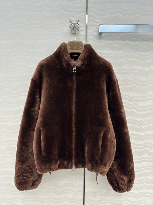 LP 25 Bomber Jacket Rich Brown Shearling Leather 314256