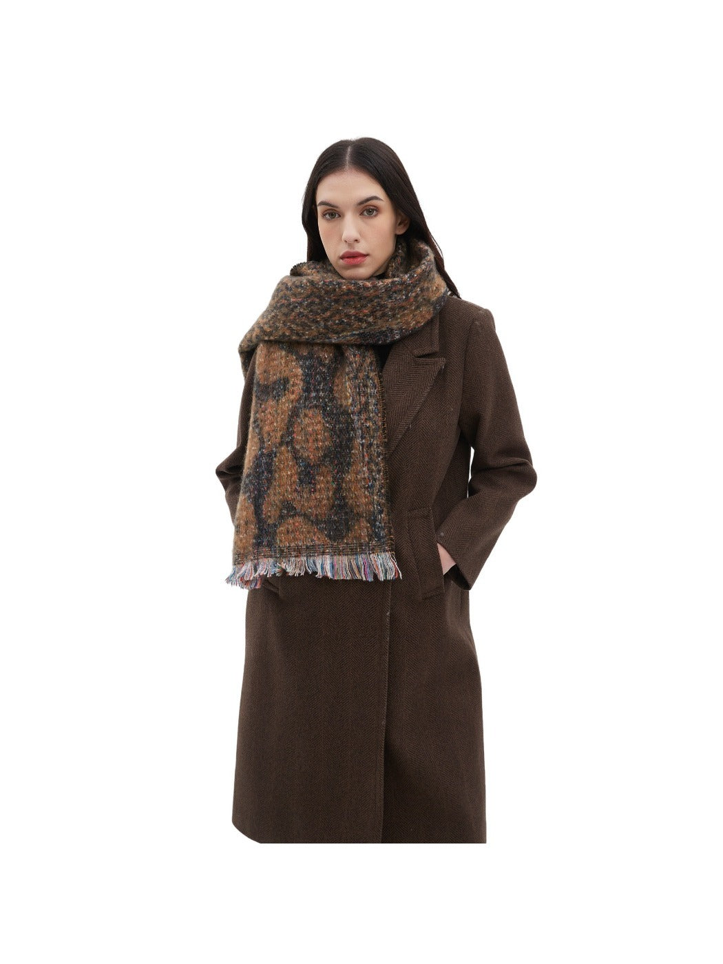 Scarvii - Jacquard Leopard Printed Scarf with Short Tassels