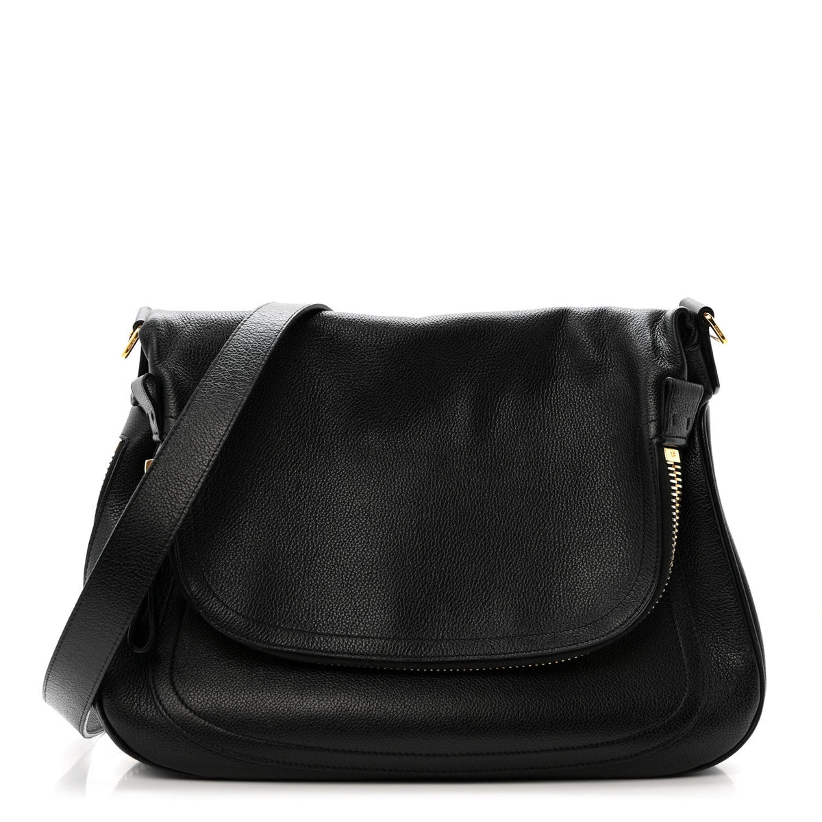 Grained Calfskin Medium Jennifer Crossbody Bag Black
