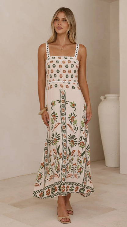 Michaela Maxi Dress - Green Floral