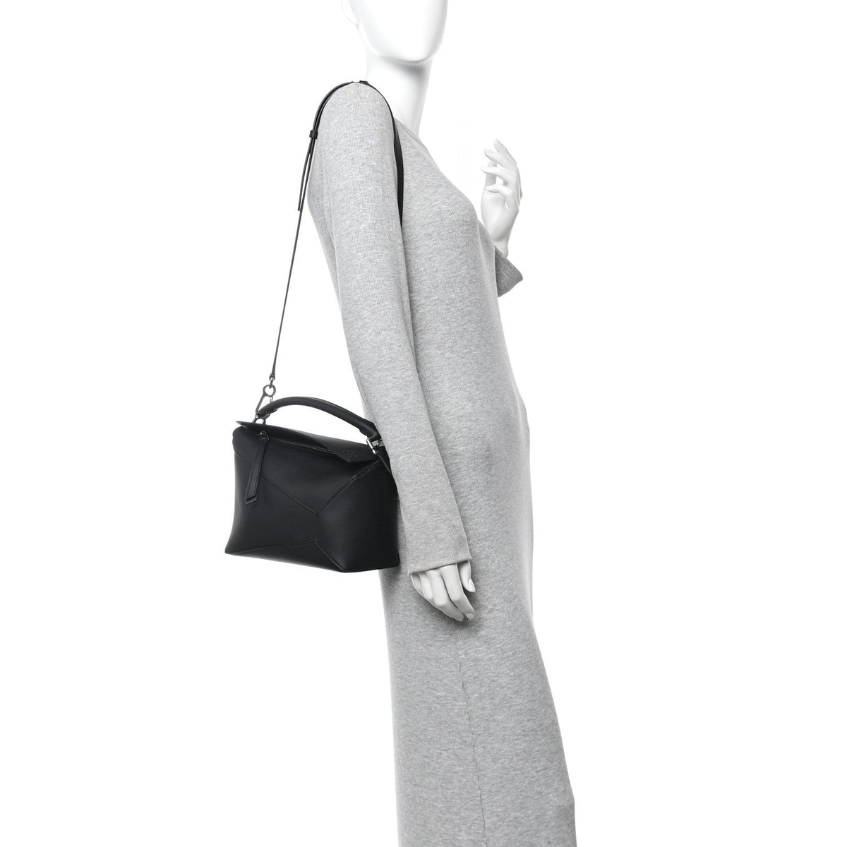 Calfskin Small Puzzle Edge Bag Black
