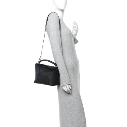 Calfskin Small Puzzle Edge Bag Black