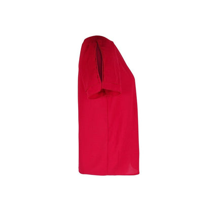Short-Sleeve Round-Neck Wine Blouse