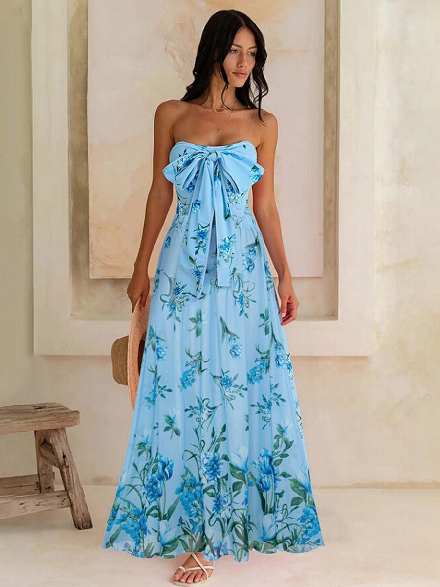 Giselle Fresh & Sweet Floral Print Swimsuit Set with Bow Accent