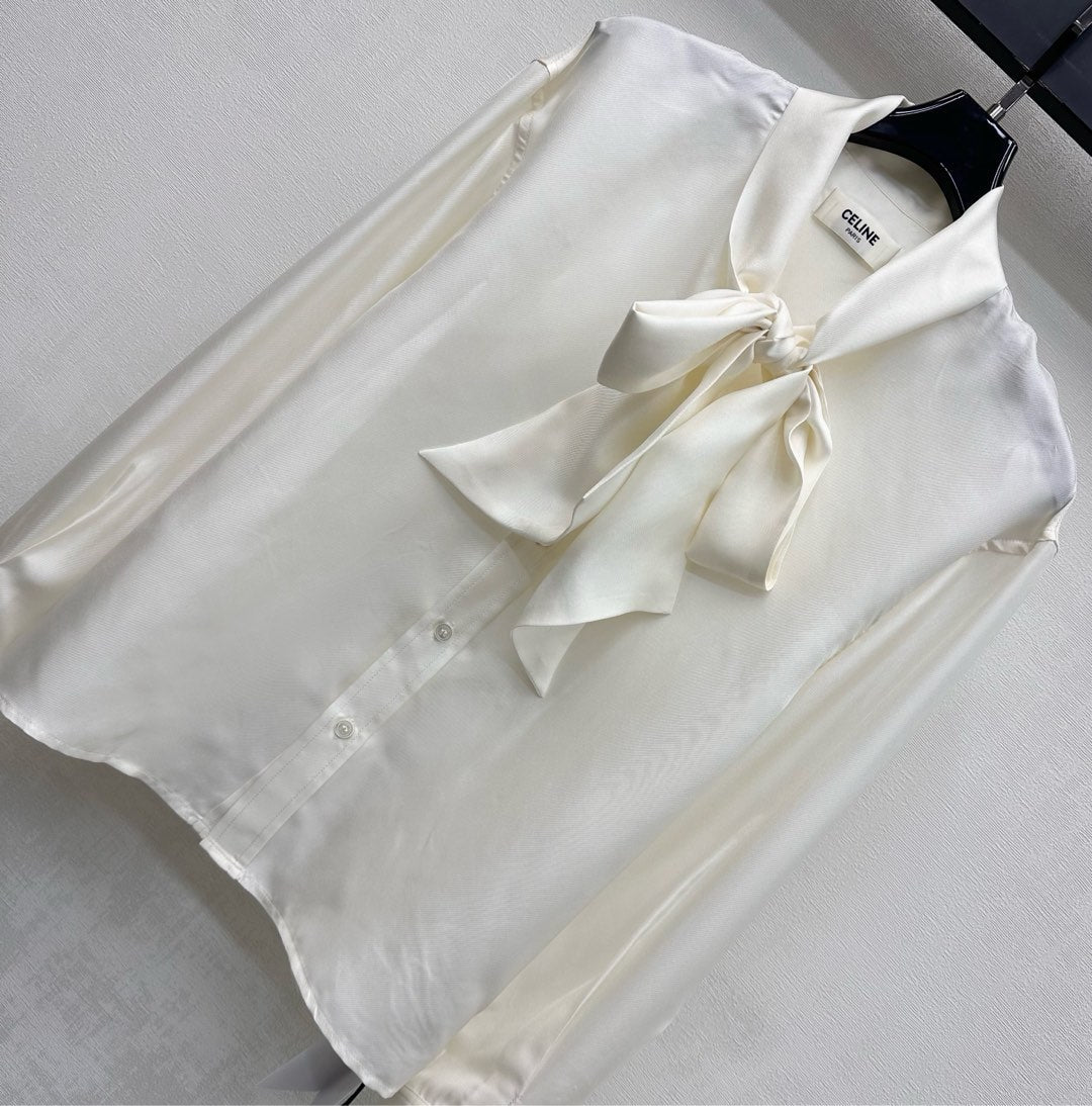 Celine Lavallière Blouse Ecru Mulberry Silk 351849