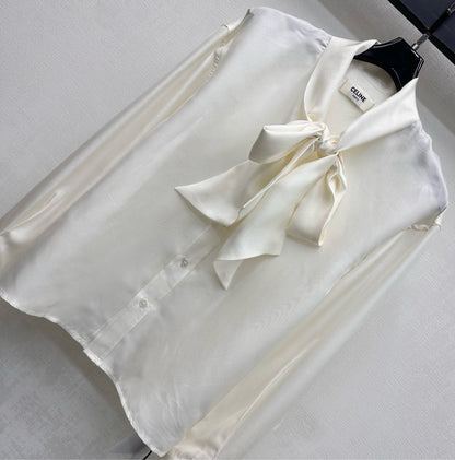 Celine Lavallière Blouse Ecru Mulberry Silk 351849