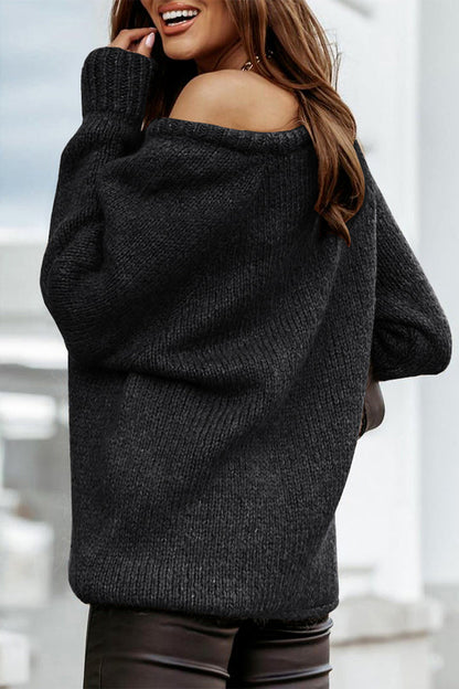 Women  Ribbed Knitted Oversized Pullover Sweater
