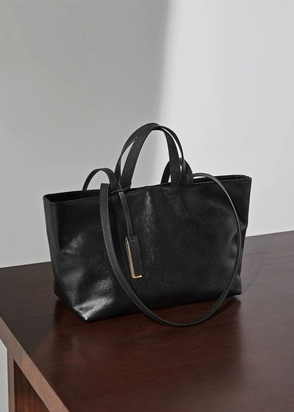 Structured Leather Tote with Crossbody Strap