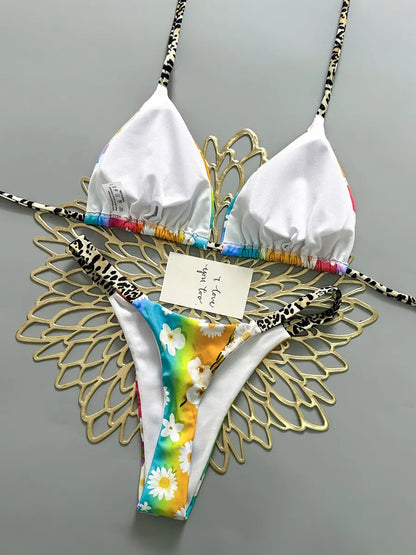 Clara Daisy Print Bikini Two Piece Set