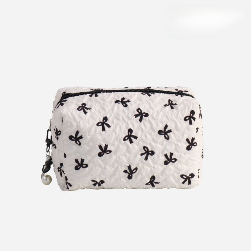 Bow Print Large Capacity Sweet Make Up Bag