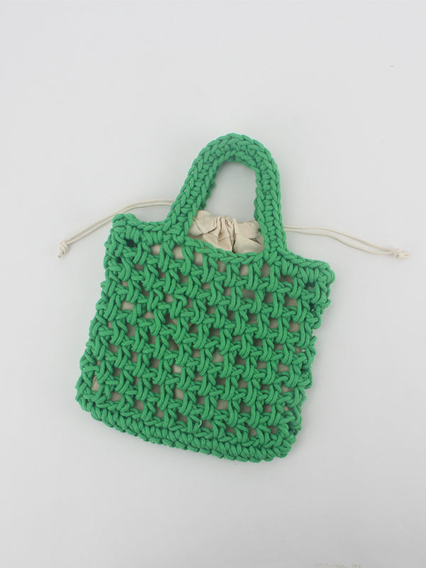 Hollow Solid Color Mini Knitting Woven Bags Handbags