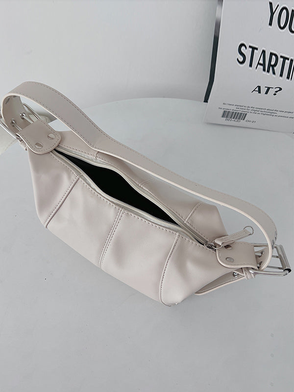 Buckle Solid Color Zipper Armpit Bags