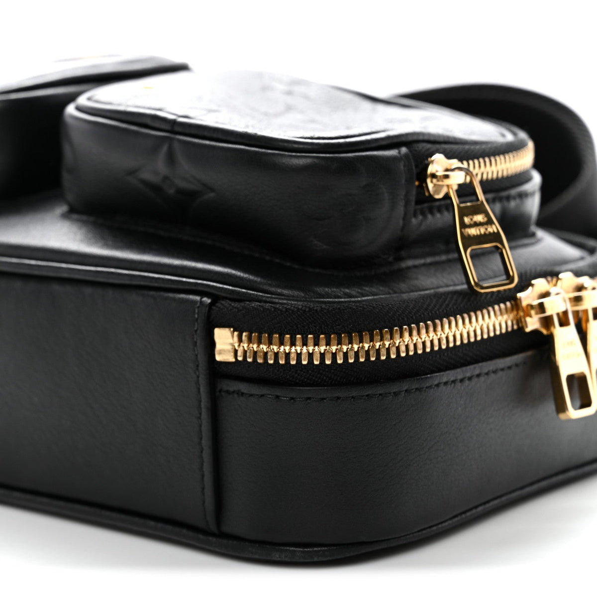 Calfskin Monogram Embossed Utility Crossbody Black