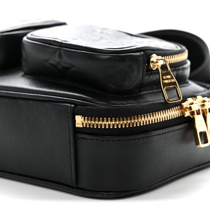 Calfskin Monogram Embossed Utility Crossbody Black