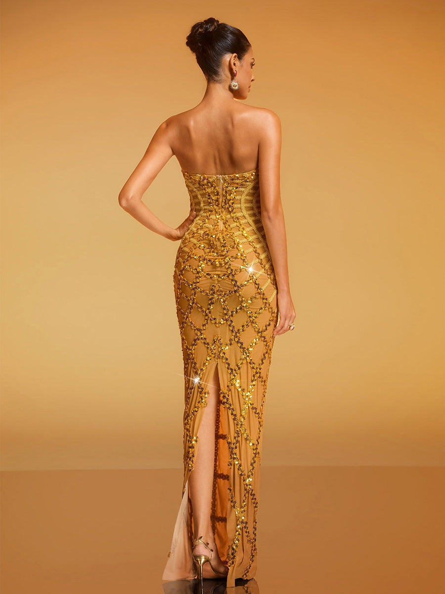 Lila Strapless Sequin Maxi Dress