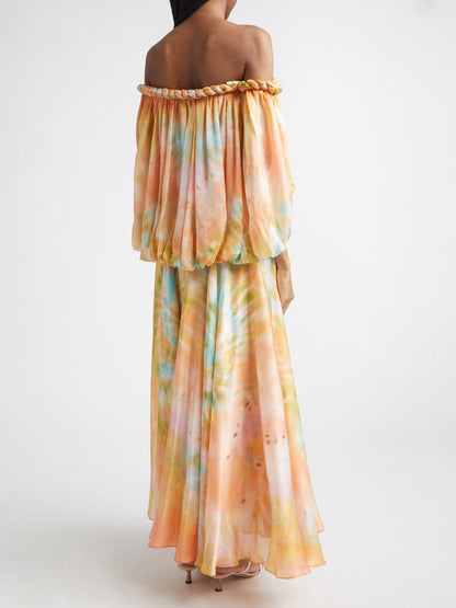 Vivian Twist Print Silk Gown