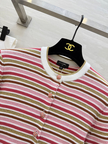 CC Button-down Striped Knit Sweater 344736