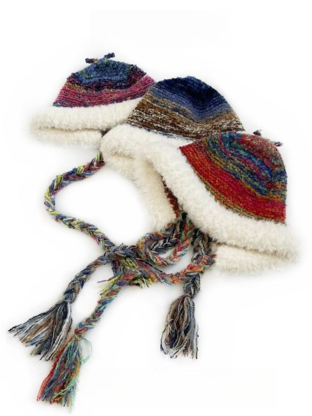 Haila - Rainbow Colorblock Knit Earflap Beanie