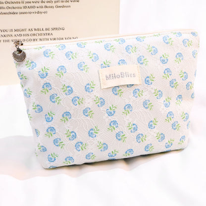 Cute Flower Print Large Capacity Cosmetic Bag