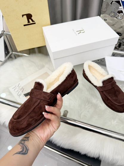 The Row 2025 Loafers Dark Brown Wool 576842