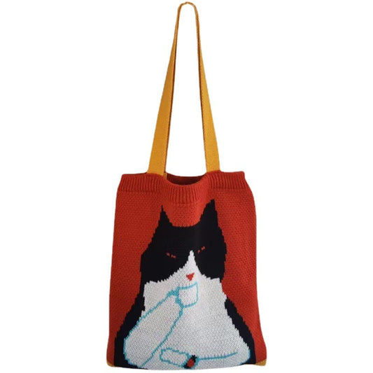 Crochet Tote Bag Cartoon Wool Woven Bag